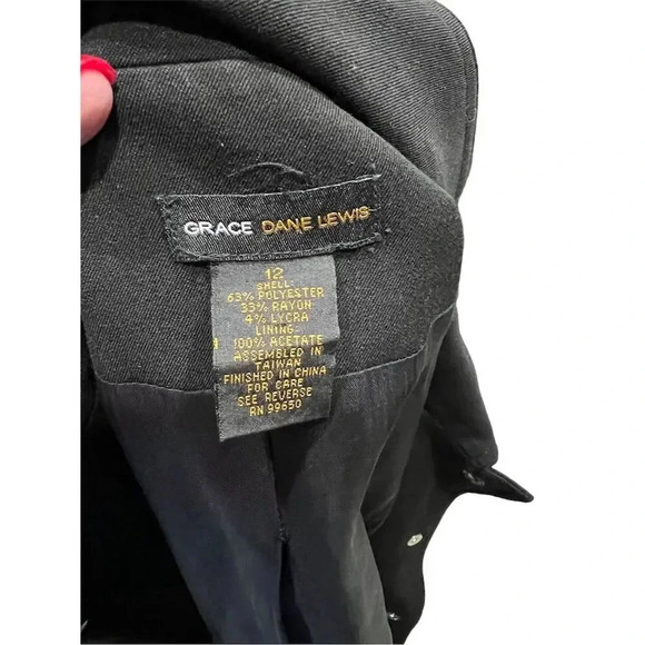 Grace Dane Lewis Women's Black Cropped Jacket Size 12 Casual Button-Up - Picture 4 of 12